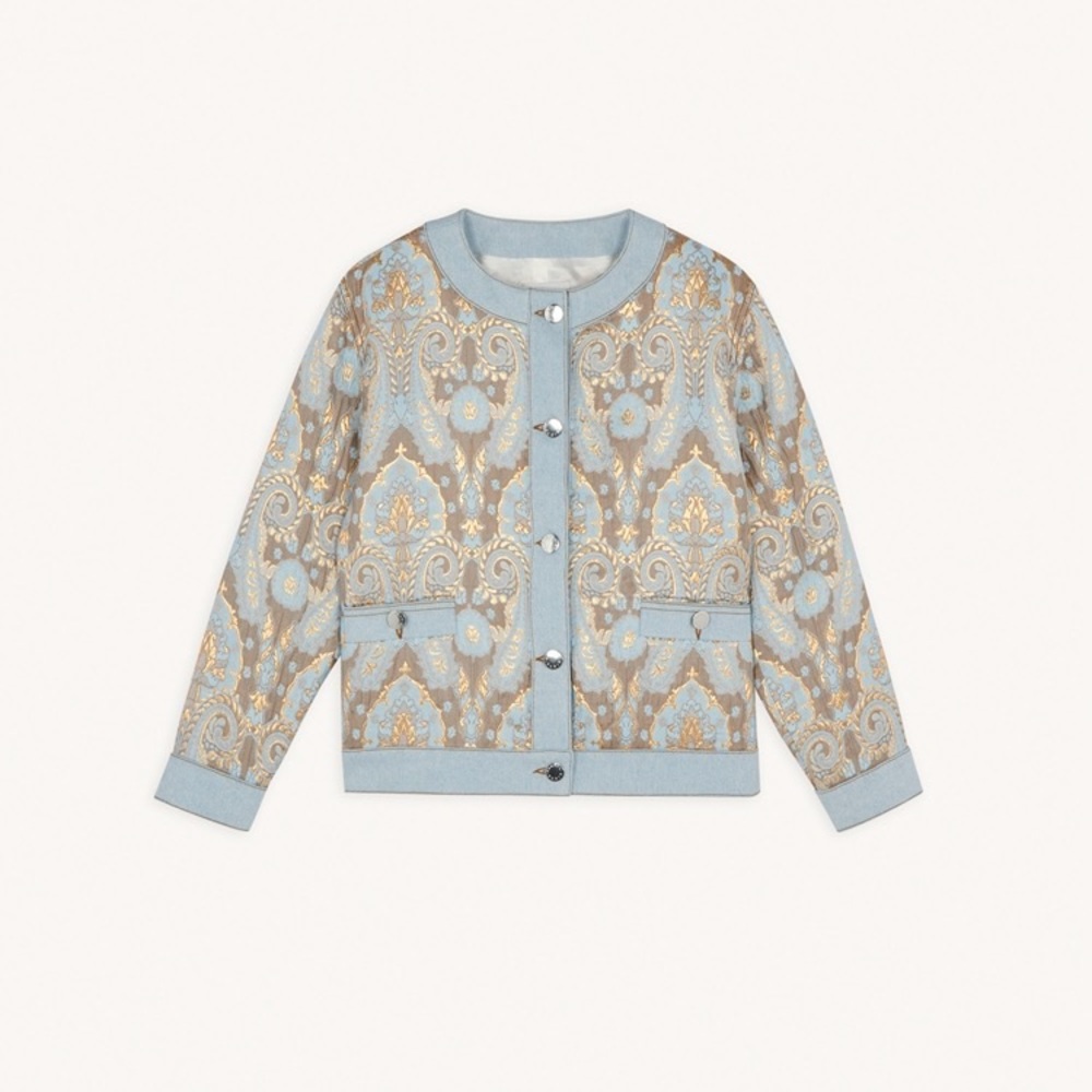 NWT $565 Sandro Orcan Metallic Jacquard Jacket Coat - Picture 6 of 8